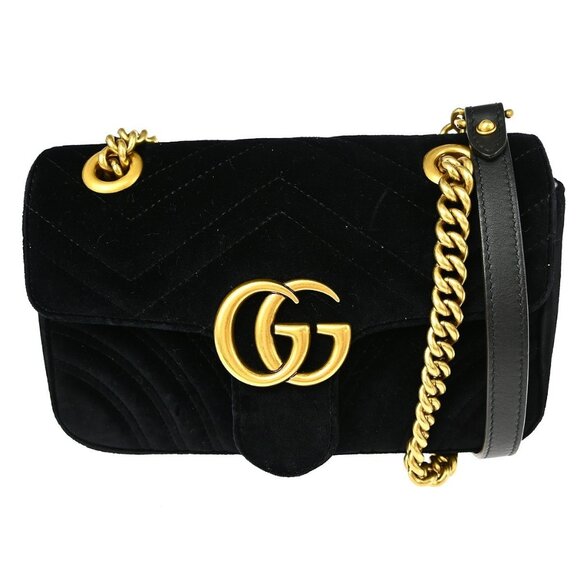Gucci Black Mini Borsa GG Marmont in Velluto 446744 493075 XX06868 - Picture 1 of 9